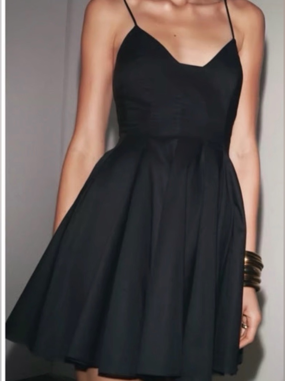 Zara Classic Black Spaghetti-Strap Fit & Flare Dress/ size xs